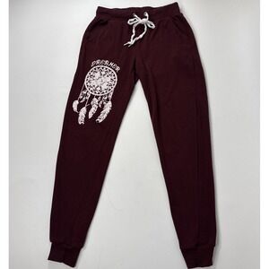 Rue 21 Sweatpants Women's SZ XS Burgundy Pockets Drawstring Dreamcatcher Graphic